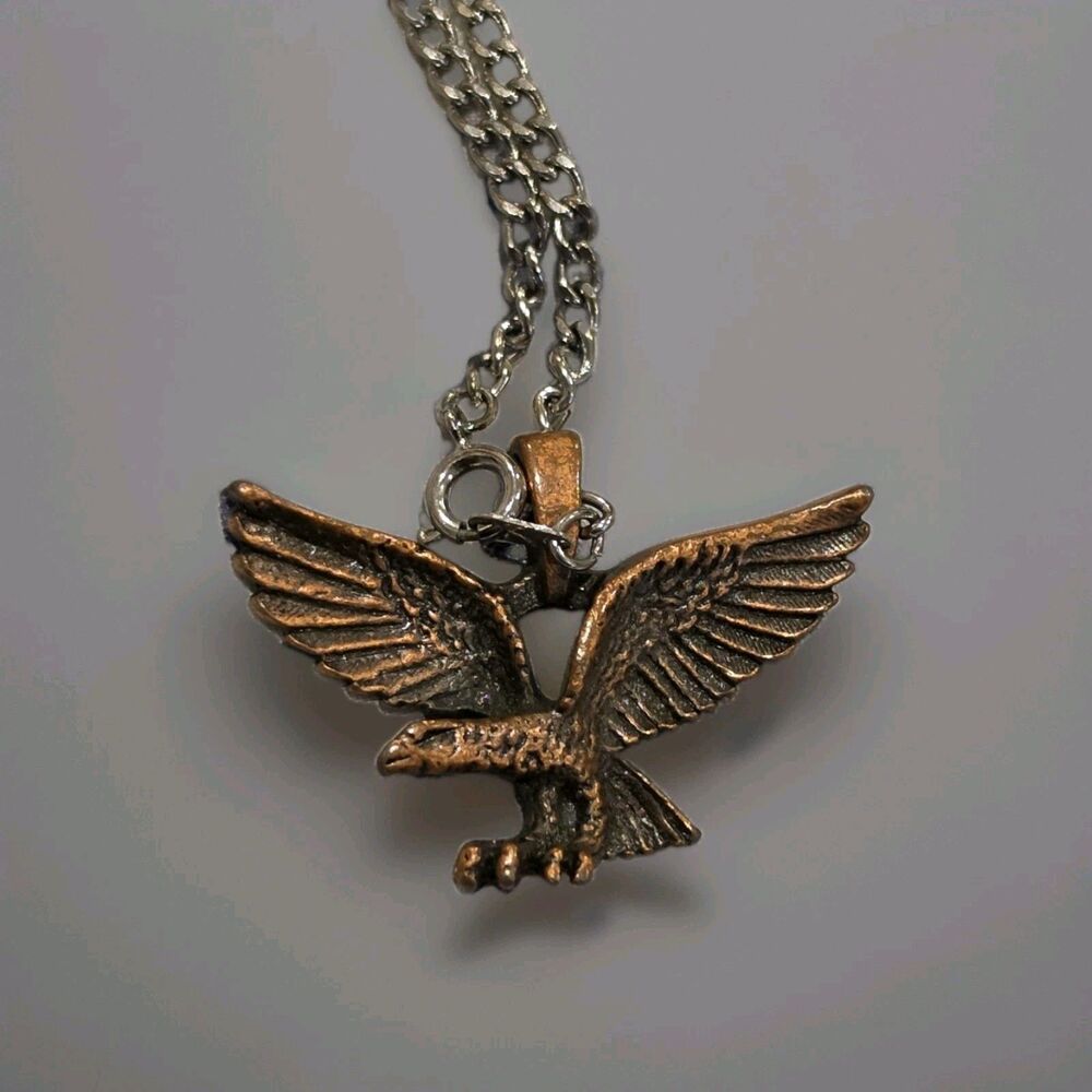 Claire's Eagle Pendant Necklace Copper Tone Flying Bird Silver Tone Chain Y2K